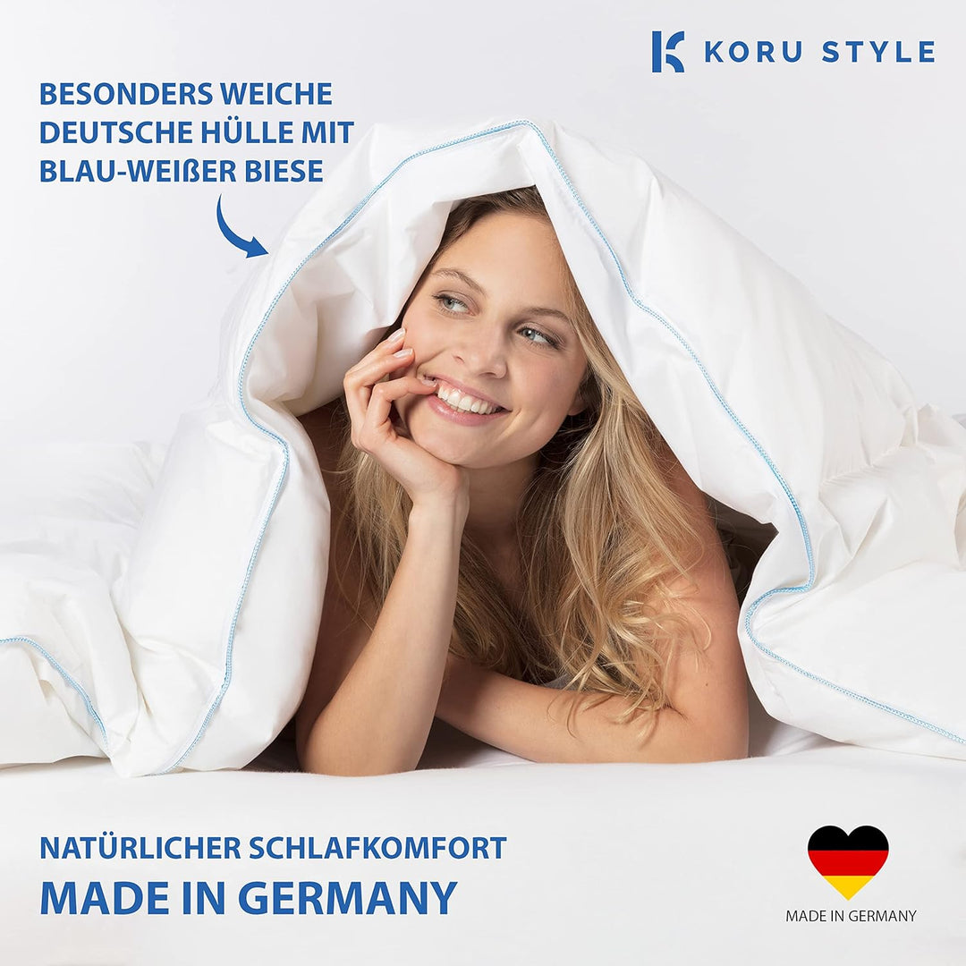 Koru Style Premium Daunen Bettdecke 135x200 cm – 100% Daunen – Winterdecke 135x200 cm – Daunendecke