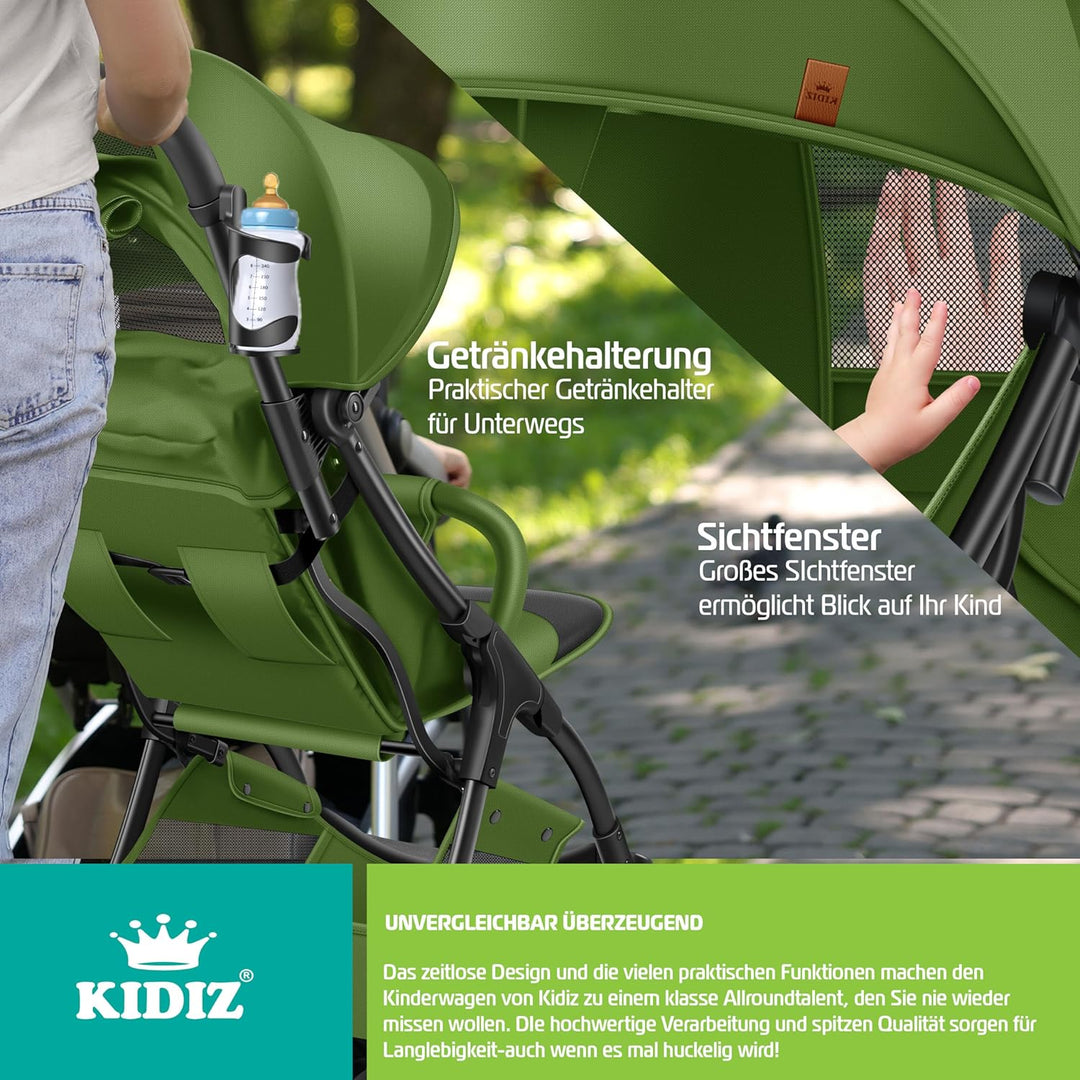 KIDIZ® Kinderwagen Premium Kinderbuggy klappbar Liegebuggy Sportwagen Faltbar 360°Räder 5-Punkt Gurt