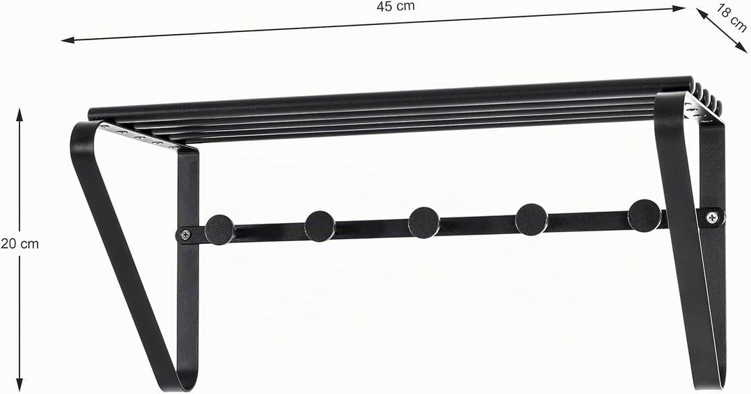 HAKU Möbel Wandgarderobe, Metall, schwarz, B 45 x T 18 x H 20 cm, Schwarz