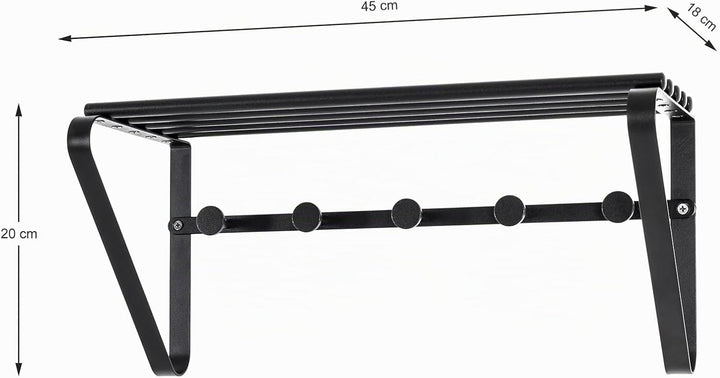 HAKU Möbel Wandgarderobe, Metall, schwarz, B 45 x T 18 x H 20 cm, Schwarz