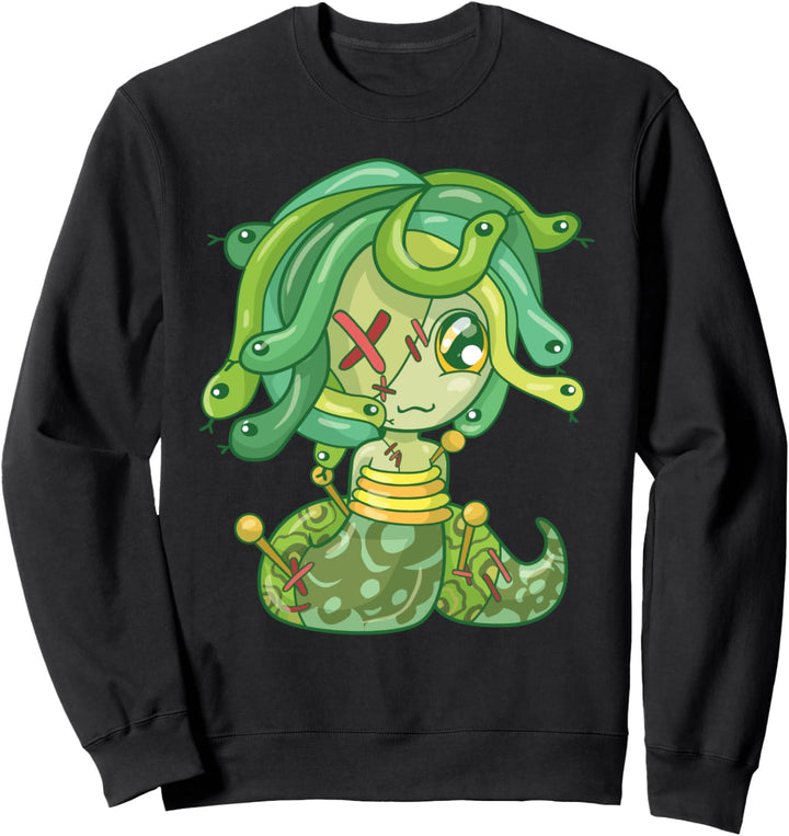 Kawaii Griechische Mythologie Voodoo Puppe, süsses Medusa Schlangenhaar Sweatshirt