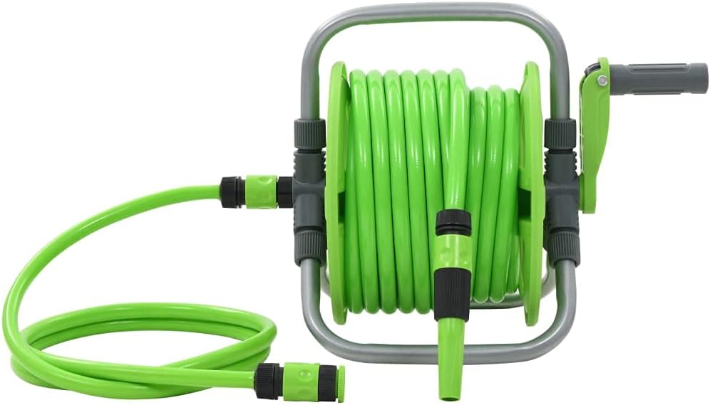 Wasserschlauchtrommel mit 20 m Schlauch und 2 m Anschlussschlauch, PVC-Gartenschlauchaufroller inkl.