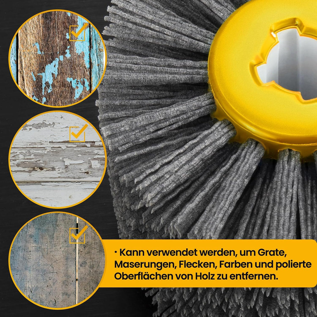 Schleifbürste, Nylonbürste für Winkelschleifer, 80/120 Körnung, 100mm Breite - 120mm Ø, Satinierbürs