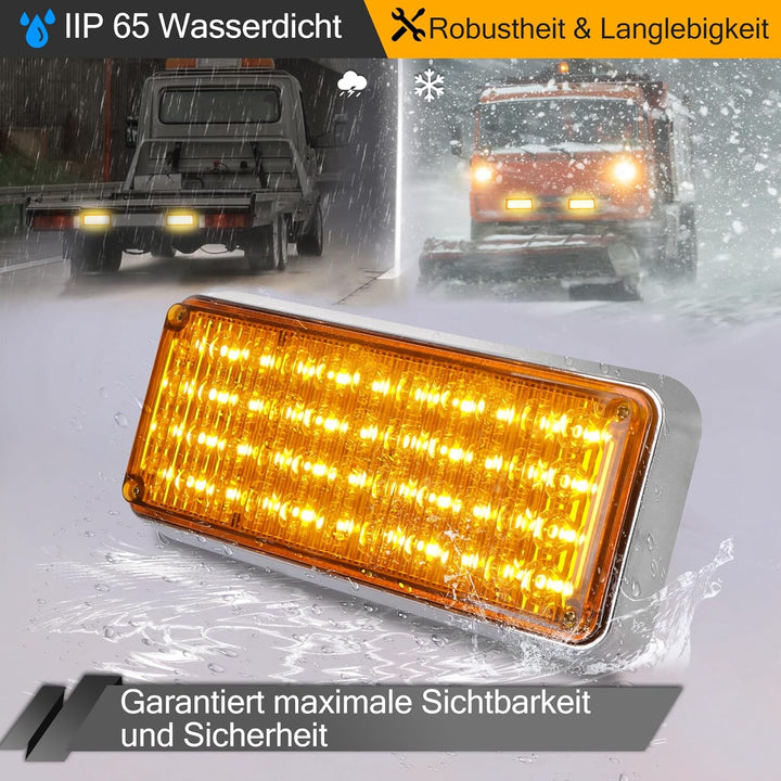 Drahtlose Warnleuchte Blinklicht - 2x42 Magnetische 5 Stroboskop-Modi Blitzleuchte für Truck Traktor