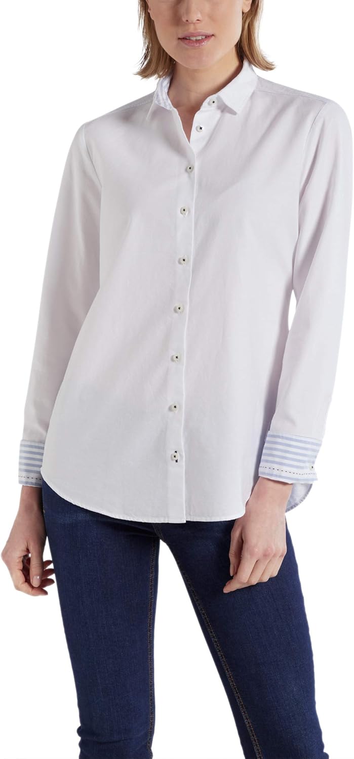 eterna Modern Fit Langarm Bluse Hemdkragen Patch weiss 34 Weiss, 34 Weiss