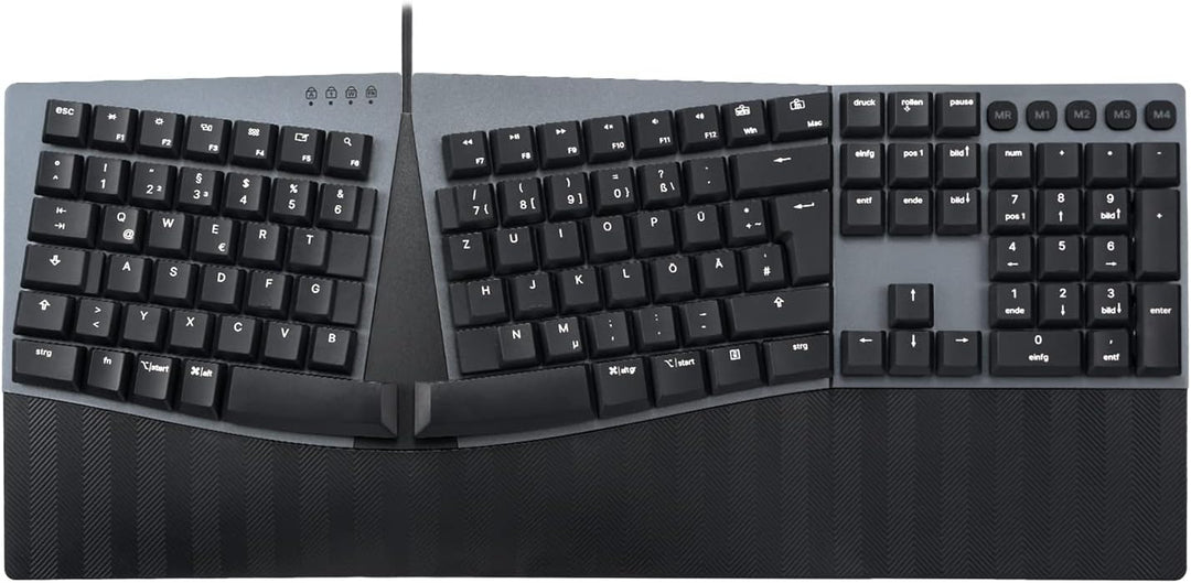 Perixx PERIBOARD-535BL Kabelgebundene ergonomische mechanische Tastatur in voller Grösse – Low Profi