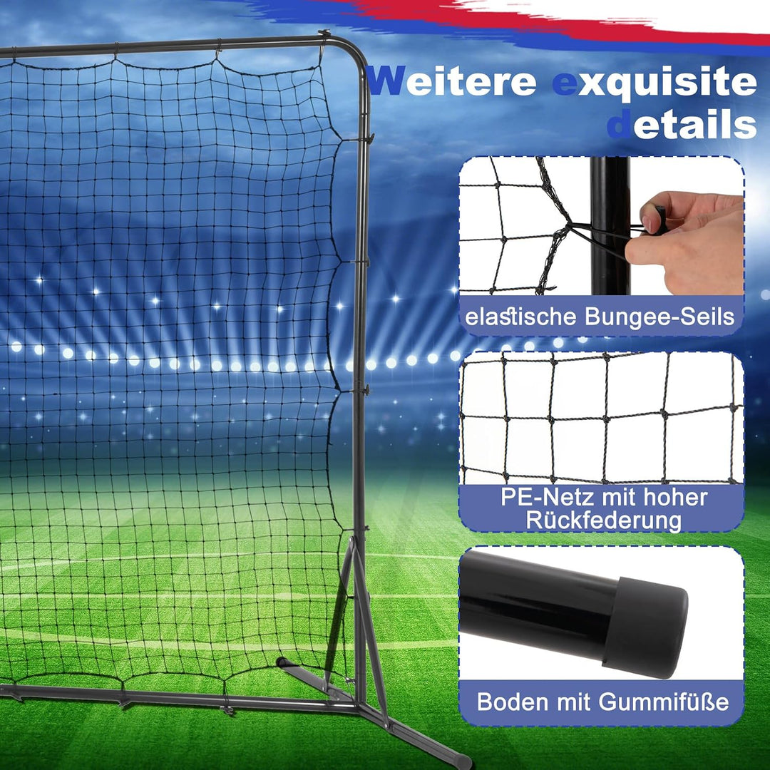 GYMAX Kickback Fussball Rebounder Tor, 372,5 x 182,5 cm, klappbar Kickback Tor, Fussballtor mit vers