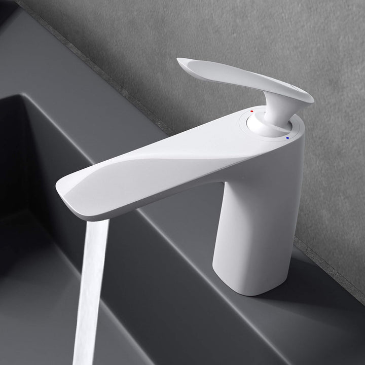 doporro Design Armatur Wasserhahn Bad Weiss | Waschtischarmatur für Waschbecken | Waschbeckenarmatur