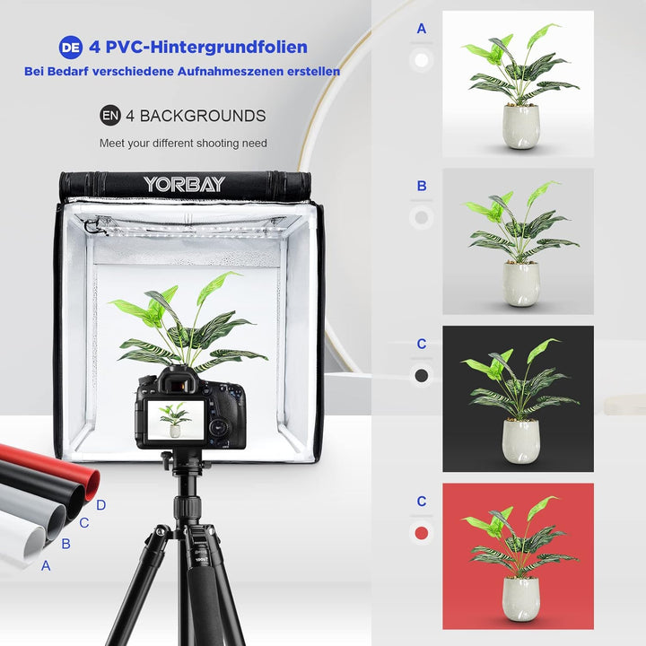 Yorbay Fotostudio Set 40 x 40 x 40cm CRI 95+ LED-Fotobox Lichtbox Lichtwürfel Profi Fotografie Licht