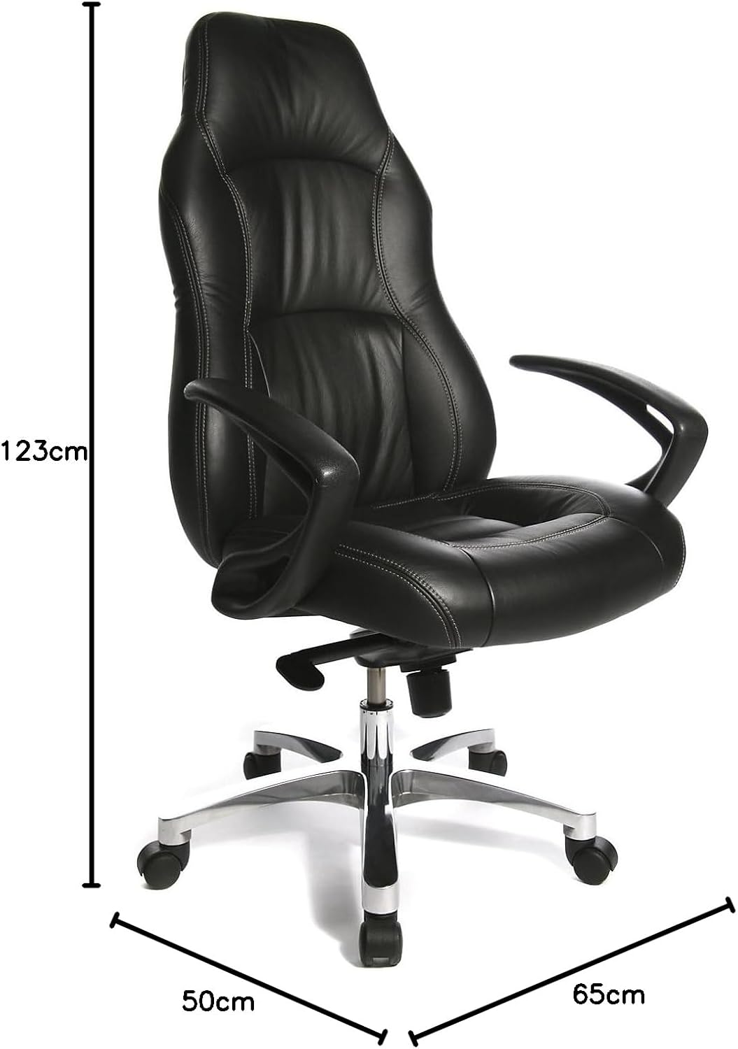 Topstar RS90F AD0 RS1 Komfort Chefsessel, Bezug Leder, schwarz, 123 x 65 x 50, Schwarz