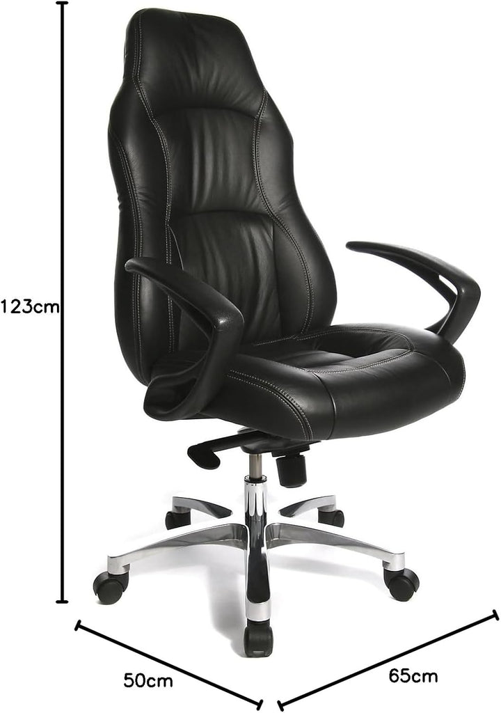 Topstar RS90F AD0 RS1 Komfort Chefsessel, Bezug Leder, schwarz, 123 x 65 x 50, Schwarz