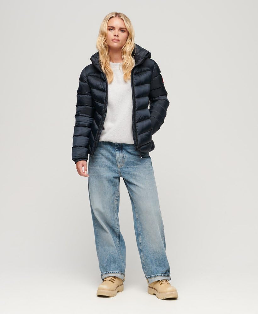 Superdry Damen Kapuzenjacke mit Fuji-polsterung Jacke 38 finster marineblau, 38 finster marineblau