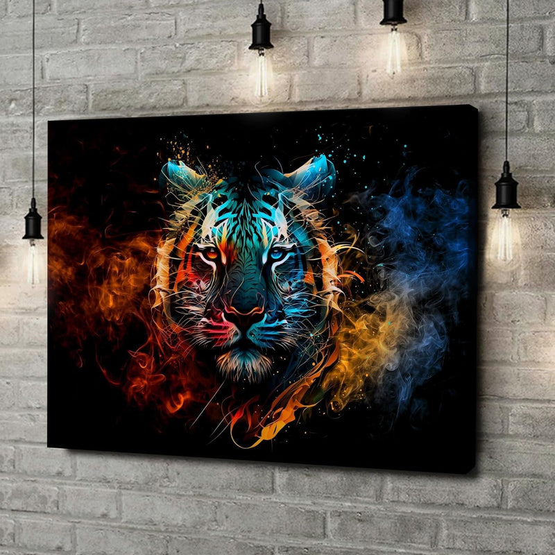 Tiger Bild Feuer und Eis | Bild Tiger Modern | Pop Art Bilder | Tigerbilder Modern | Moderne Bilder