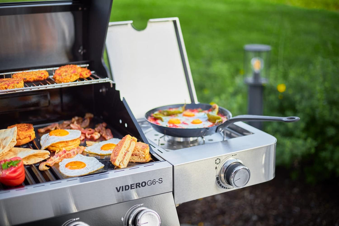 RÖSLE VIDERO, Hochwertige Grillplatte aus Gusseisen für Fleisch und kleine Grillstücke, Grillbrandin