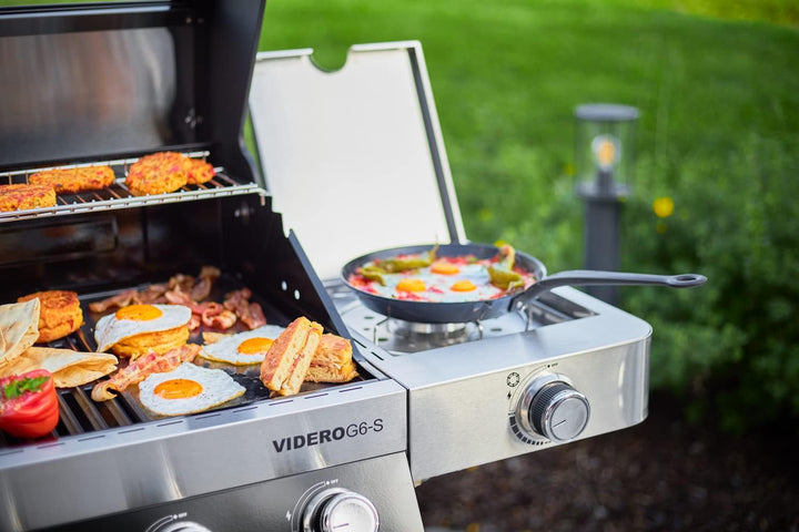 RÖSLE VIDERO, Hochwertige Grillplatte aus Gusseisen für Fleisch und kleine Grillstücke, Grillbrandin