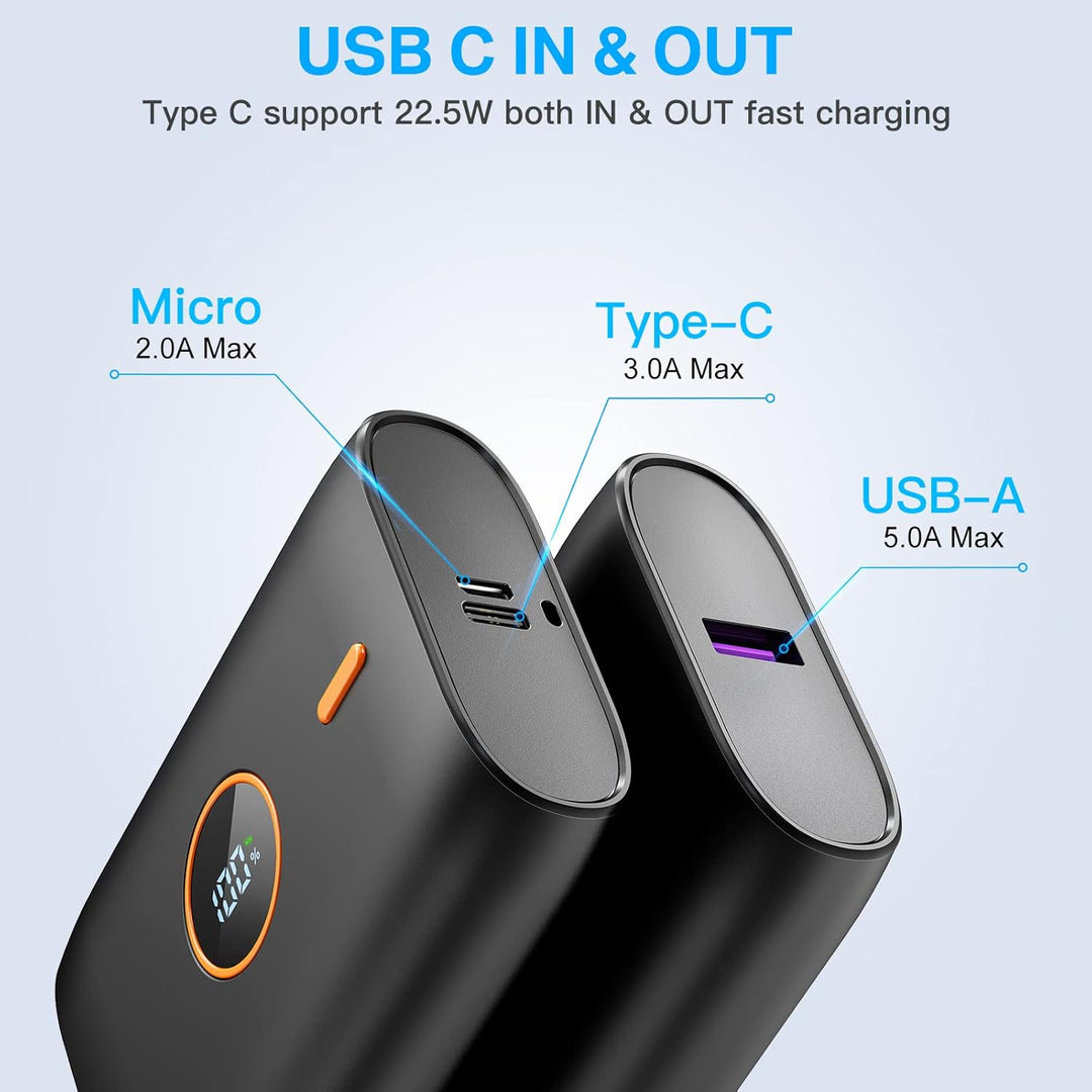 Power Bank 10000 mAh,PD 22.5W klein Aber stark USB C mit led-anzeige powerbank,tragbar powerbank ohn