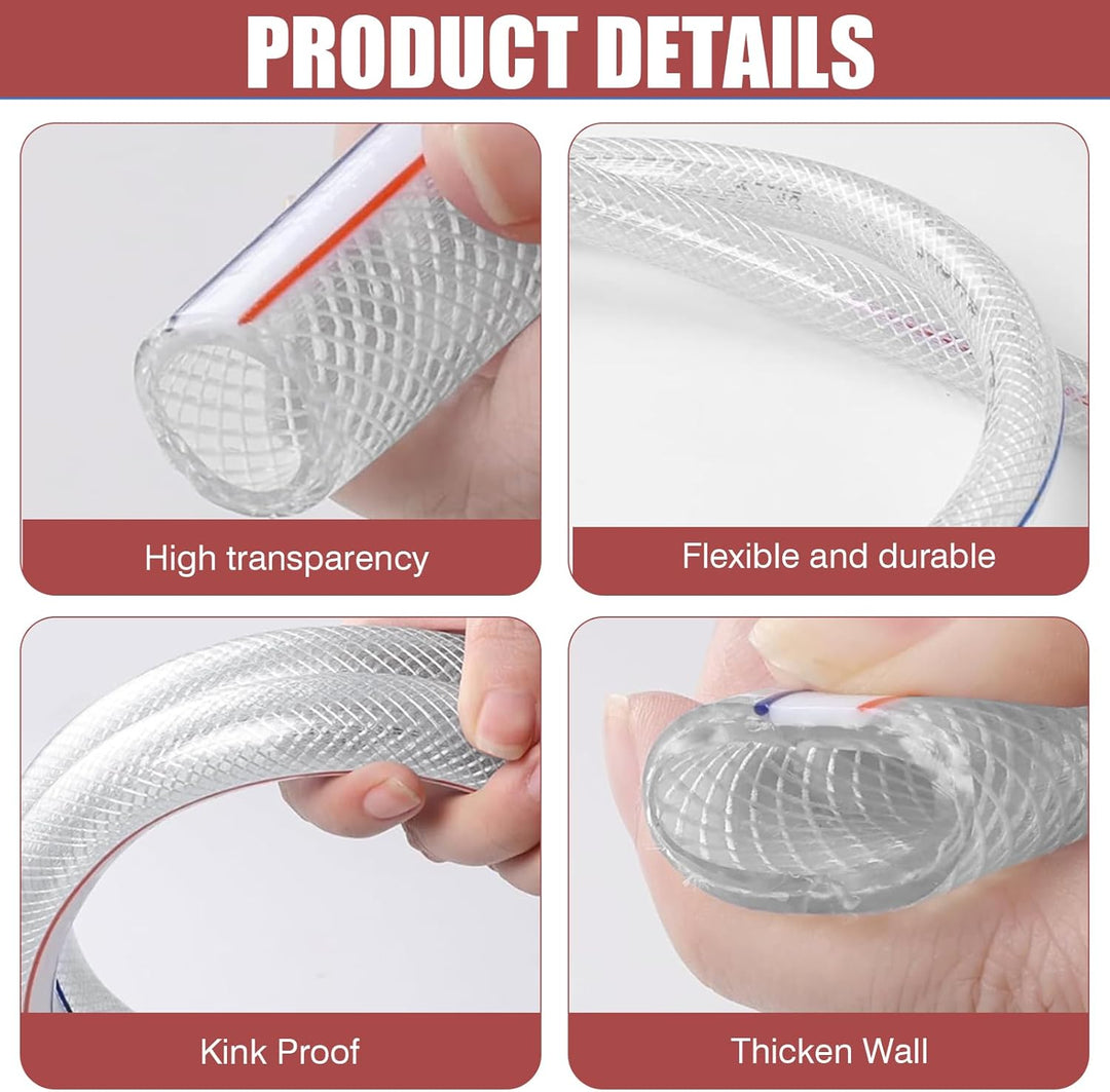 Trinkwasserschlauch,25x33mm PVC Schlauch mit Gewebe,Kondensatschlauch mit Schlauchschelle(10M), 10M
