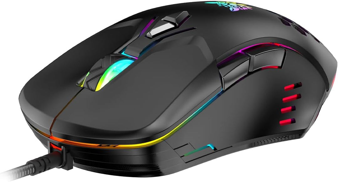 ONIKUMA GAMING Kabelgebundene Gaming-Maus mit 7 Farben LED-Hintergrundbeleuchtung, Computer-Maus für
