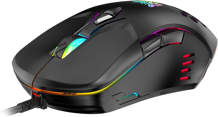 ONIKUMA GAMING Kabelgebundene Gaming-Maus mit 7 Farben LED-Hintergrundbeleuchtung, Computer-Maus für