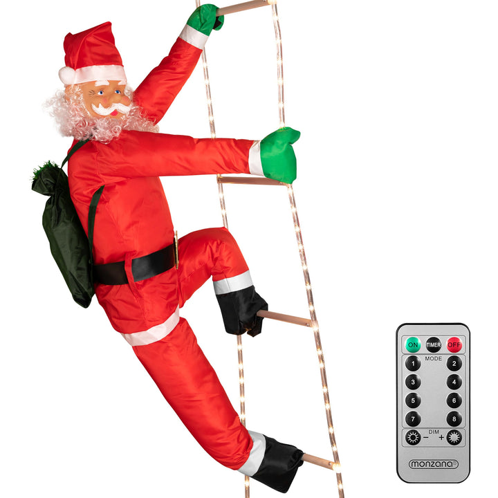 MONZANA® LED Weihnachtsmann Leiter XXL 240cm In-/Outdoor Timer 8 Leuchtfunktionen Fernbedienung dimm