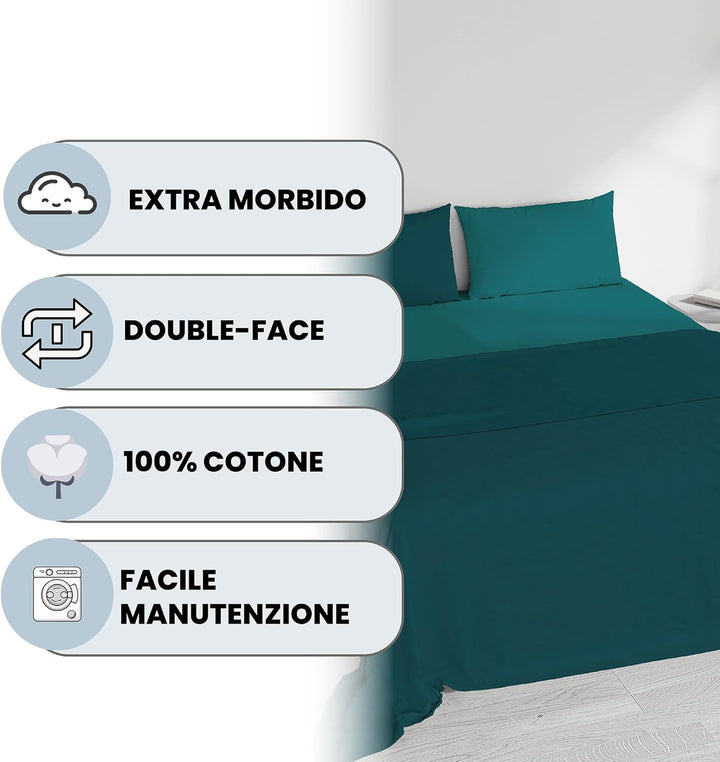 Italienische Bettwäsche Bett blau/Wasser Grün 250 x 300 cm 250 x 300 cm Aqua (Blau), 250 x 300 cm Aq