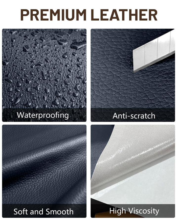 Leder Reparatur Set Dunkelblau, 60x180 cm Kunstleder Selbstklebend, Umweltfreundliche & Geruchsfrei
