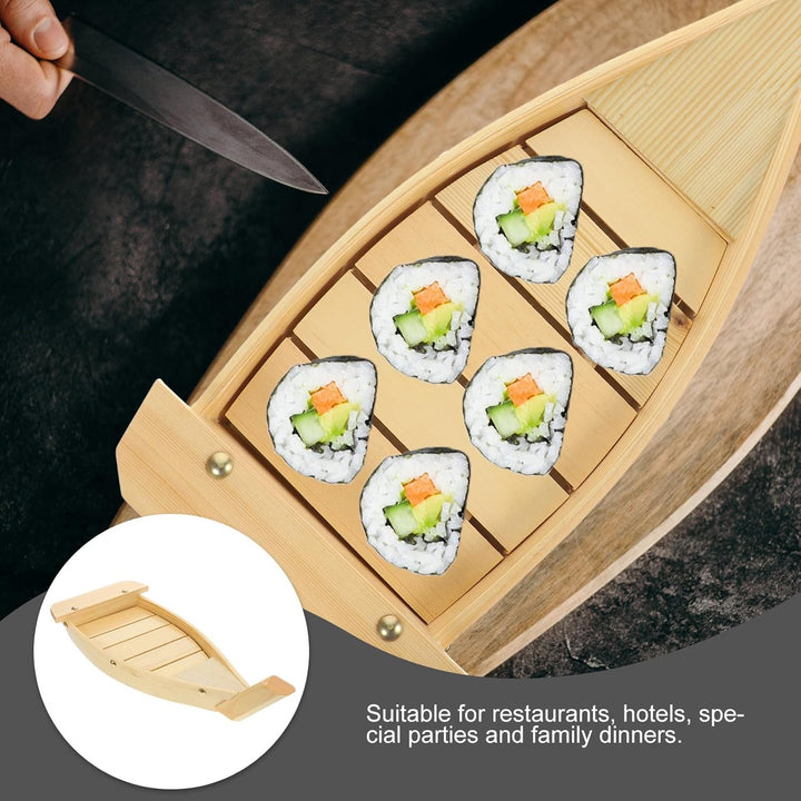 Toyvian Holz Sushi Servierplatte Boot form Grosses Japanisches Snacktablett Sashimi Platte Für Resta