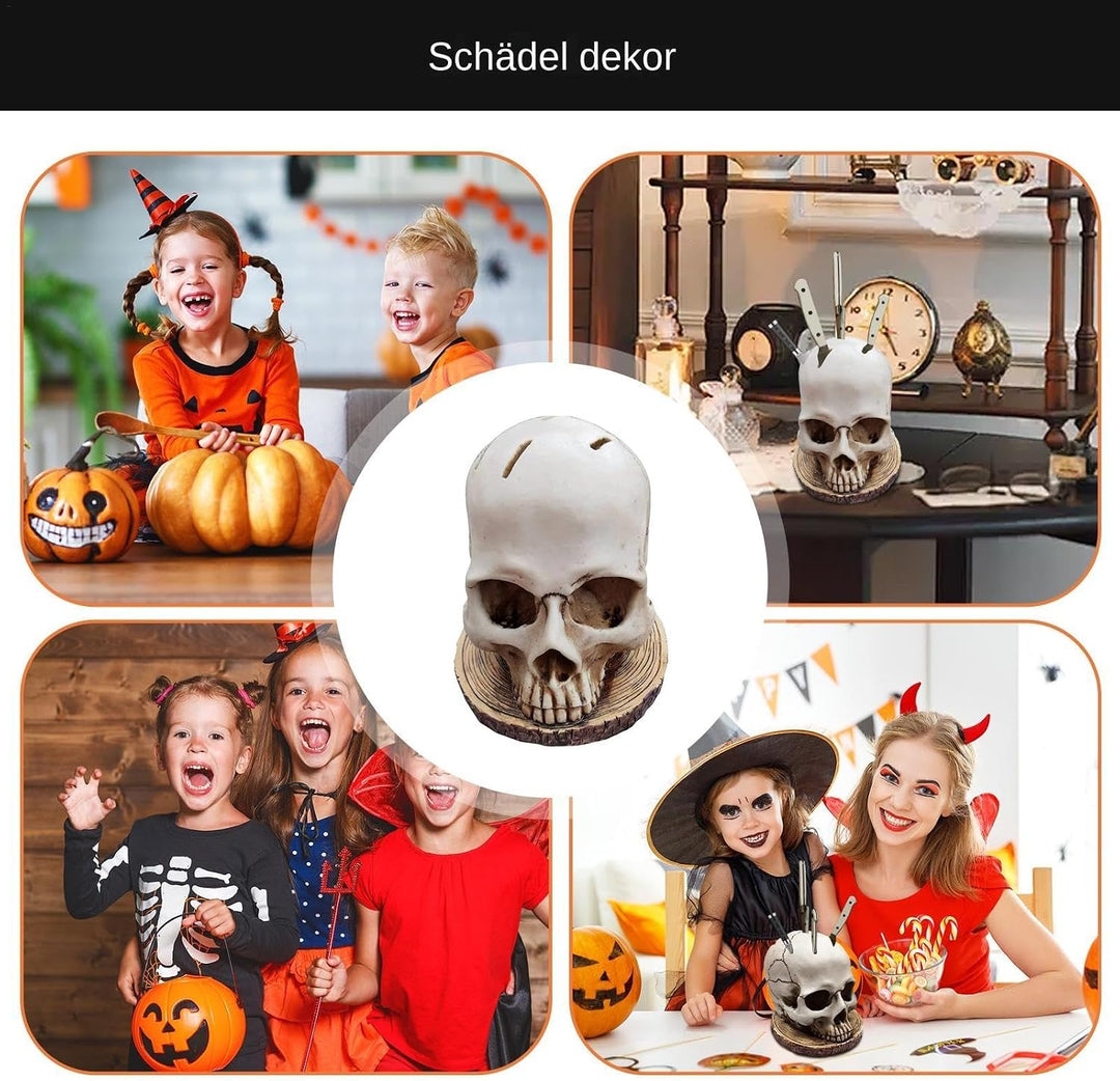 Totenkopf-Messerhalter, Totenkopf-Messerblock - Gothic Messerständer - Skelett-Messerständer, Gothic
