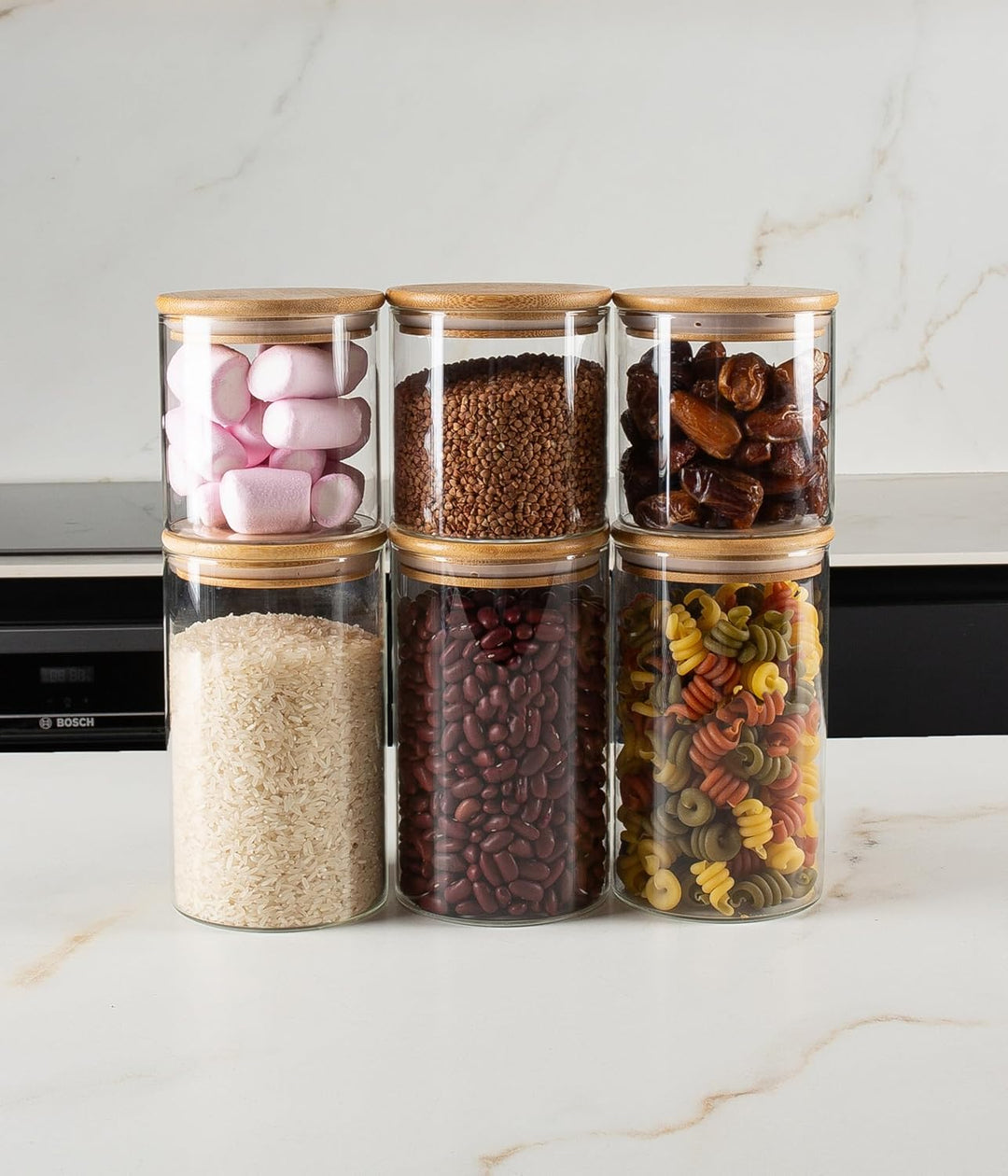 Deco haus® Vorratsgläser mit Deckel 6er Set [+ETIKETTEN] - Für Müsli, Cornflakes, Zucker, Mehl - Vor