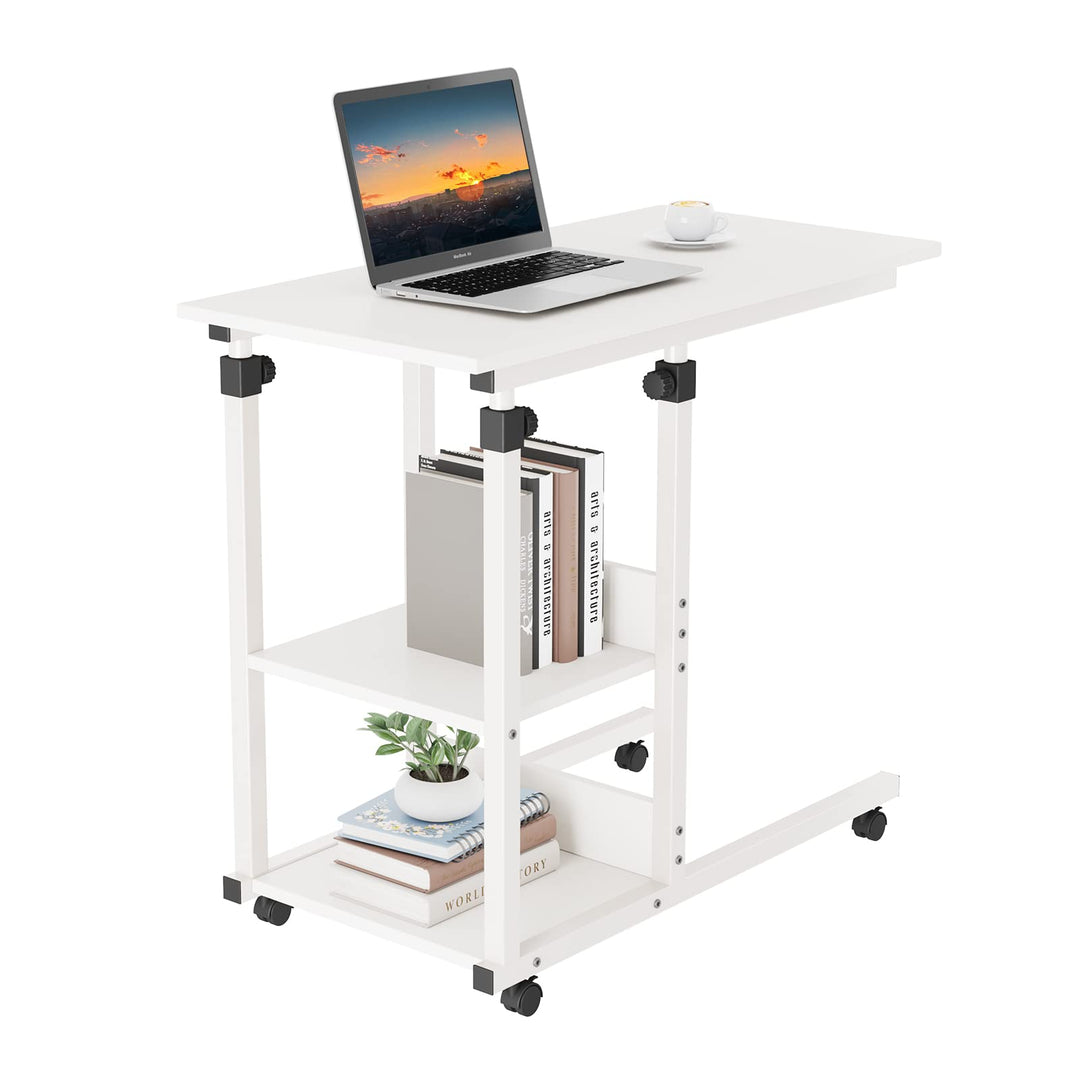 Dripex Schreibtisch Beistelltisch mit Rollen Laptoptisch Höhenverstellbar, aus Holz, Sofatisch Nacht