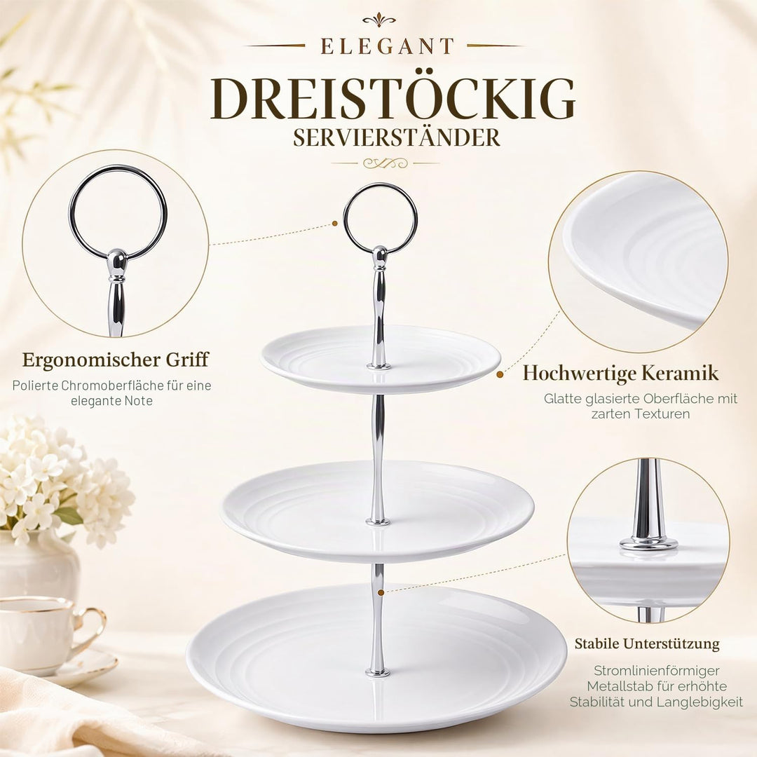 3 Stück Etagere 3 Etagen, Ø 25/20/15 cm Transparentes 3 etagen Kuchenständer, Elegante Etagere für D