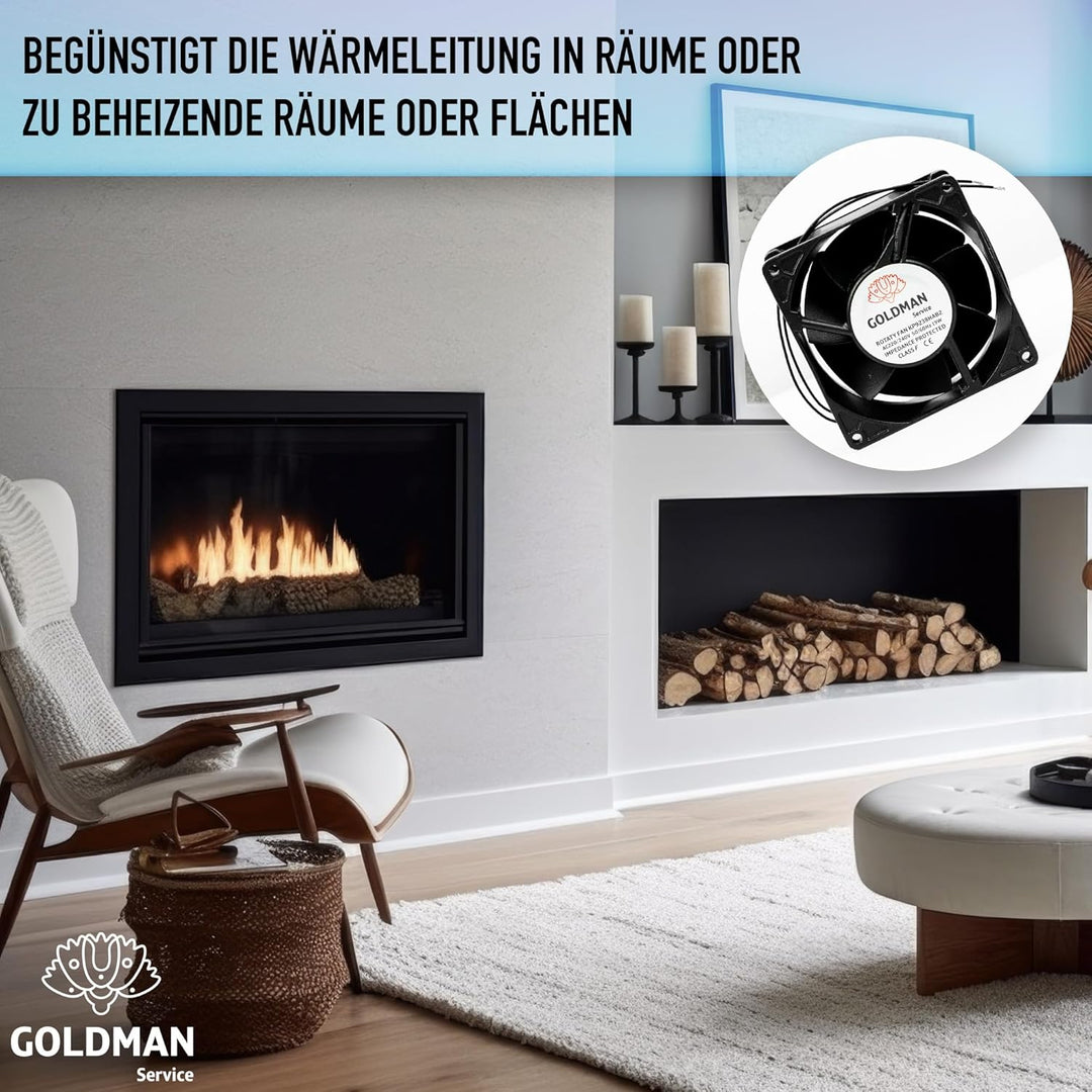 Ventilator Axial für Kaminkassette, einführbar, für hohe Temperaturen, aus Metall, universell (92 x