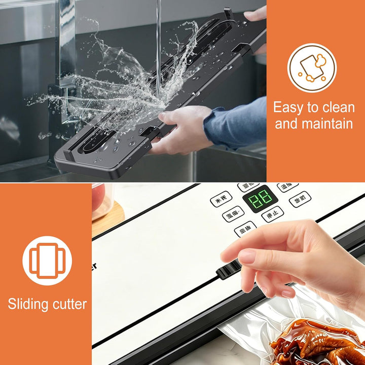 Vakuumiergerät, 5 in 1 Vakuumierer für Lebensmittel, Vakuumiergerät Profi mit Cutter, Vakuumierer Fo