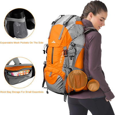 Loowoko Wanderrucksack 50L mit Regenschutz, Camping Rucksack Trekking Tasche für Outdoor, Männer & F