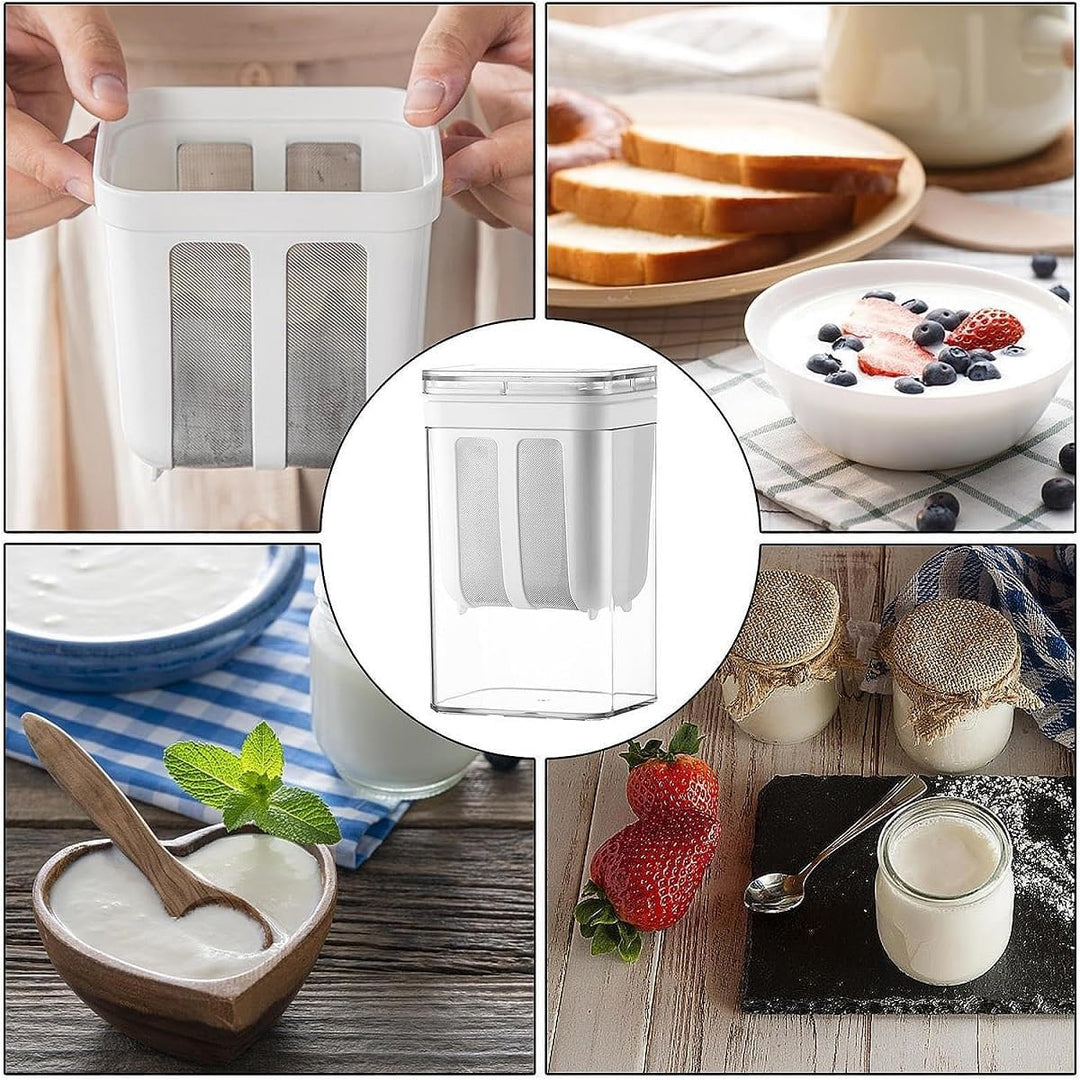 Griechischer Joghurt Sieb,Joghurt Sieb mit Deckel,1800ML Wiederverwendbarer Joghurtfilter für Herste