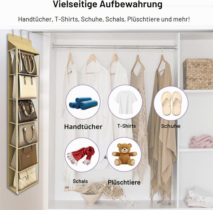 Lirex Geldbörsen-Organizer, 6 Taschen Handtaschen-Organizer mit Reissverschluss zum Aufhängen, für S