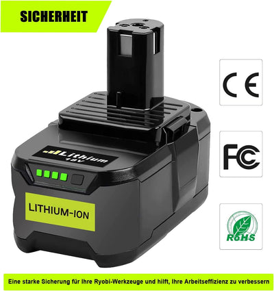 KUNLUN 2Stück 5,5Ah Ersatzakku für Ryobi 18V P108 Akku Li-ion Batterie Ryobi ONE+ RB18L50 RB18L40 RB