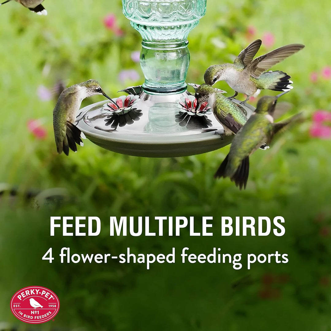 Perky-Pet 8108-1SR Antike Glasflasche Kolibri-Futterstation – Outdoor-Gartendekoration – 284 ml Gree
