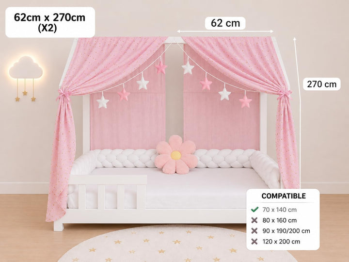 YellowNest Hausbett Himmel (2er Pack) - 100% Baumwolle - Betthimmel Hausbett aus Musselin (2er Pack)