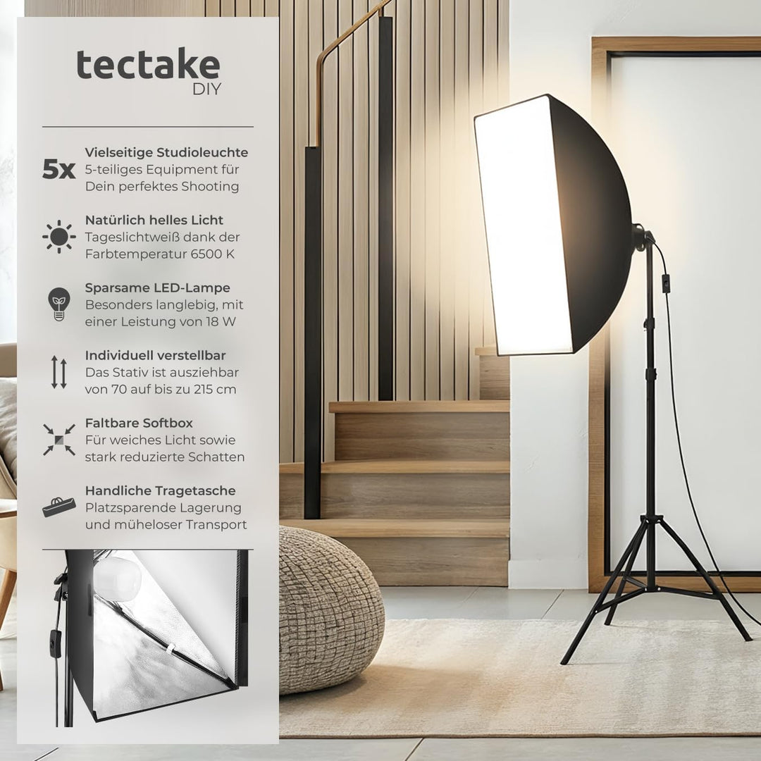 TecTake 800106 Profi Fotostudio Set inkl. Leuchtmittel Softbox, Stativ + Tasche - Diverse Modelle -