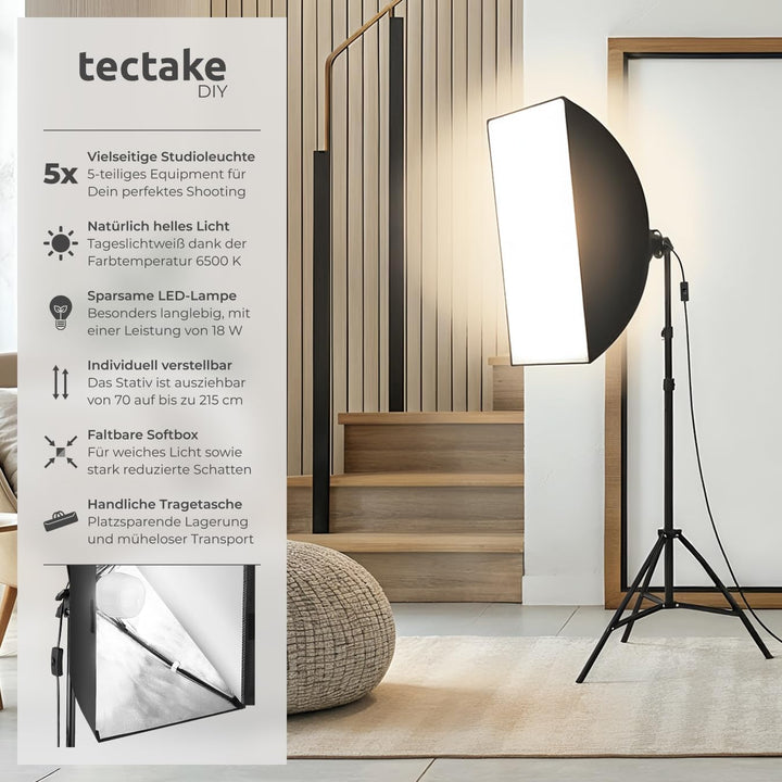 TecTake 800106 Profi Fotostudio Set inkl. Leuchtmittel Softbox, Stativ + Tasche - Diverse Modelle -