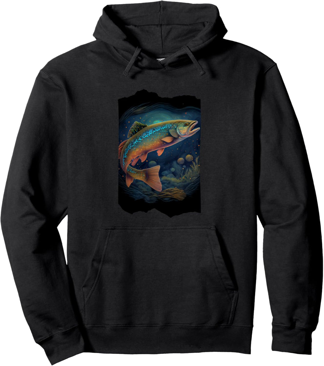 Illustration zum Forellenangeln Pullover Hoodie