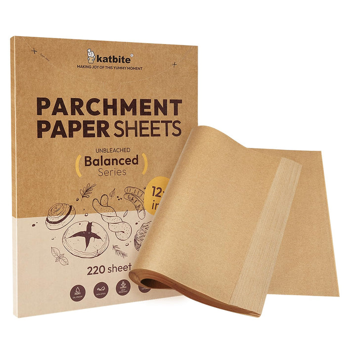 Katbite 220 Stücke Backpapier der Balanced-Serie, 12 x 16 Zoll gross, nicht gebleichtes Backpapier,