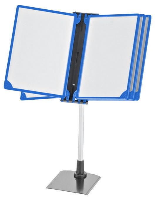Sichttafelsystem Kassenständer A4 mit 5 Stk blau Rahmen Preislistenhalter mit festem Standfuss, 5