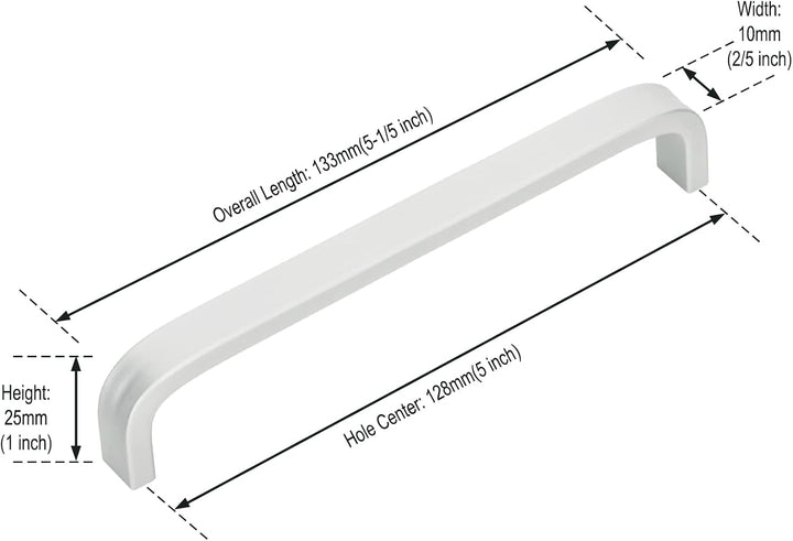 KoKoBin 20 Stück Lochabstand 128mm Silber Edelstahl-Türgriffe für Schubladen, Schränke, Küchen,Möbel