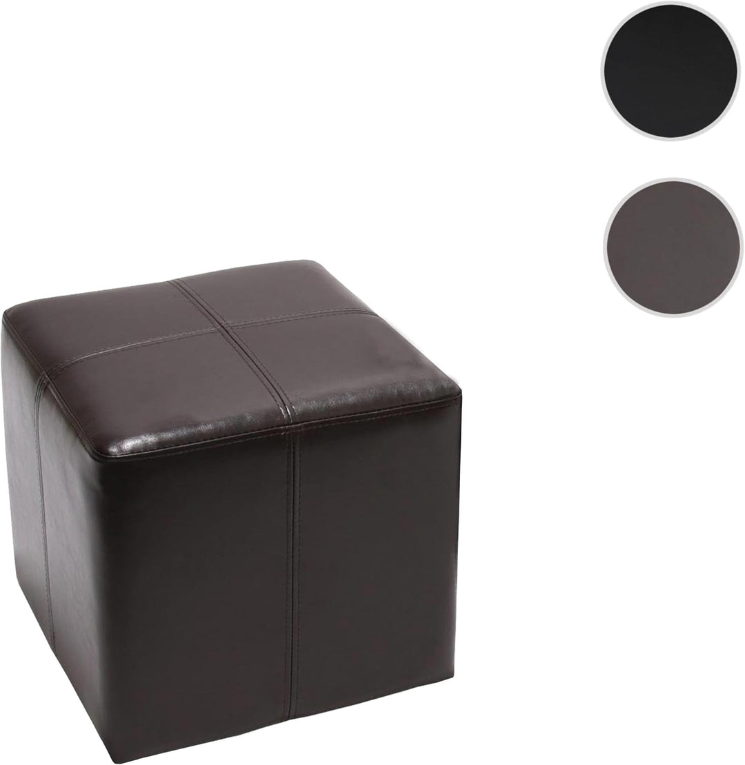 Mendler 2er-Set Sitzwürfel Hocker Sitzhocker Onex, Leder + Kunstleder, 36x36x36cm FSC®-Zertifiziert