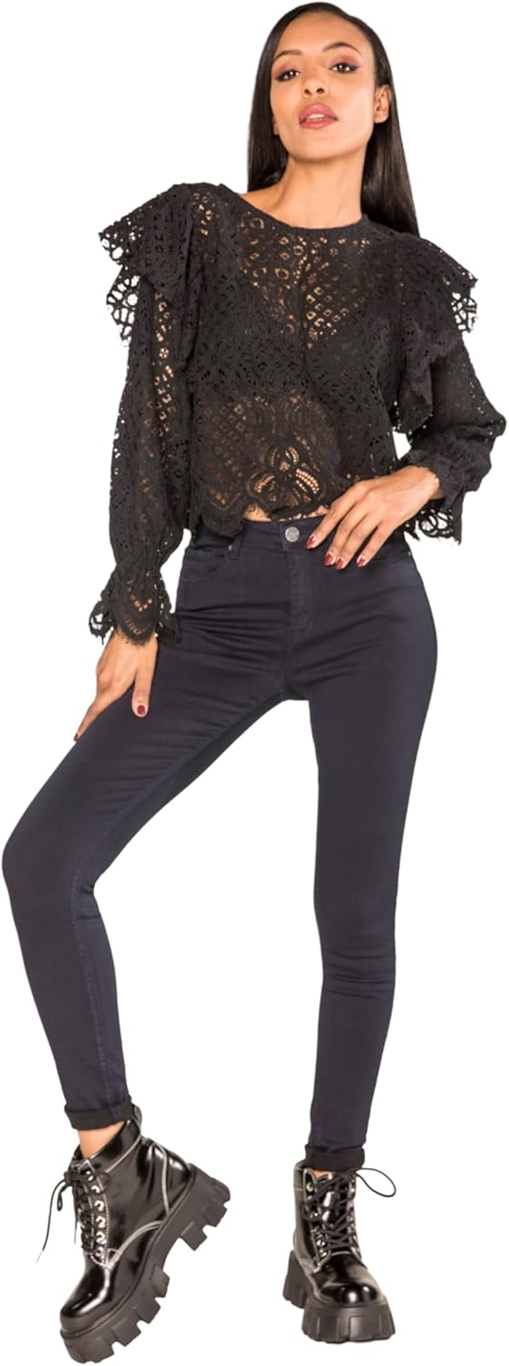 Nina Carter P106 Damen Jeanshosen Slim Fit Push-Up Skinny Jeans Mid-High Waist XS Slim Dunkelblau (P