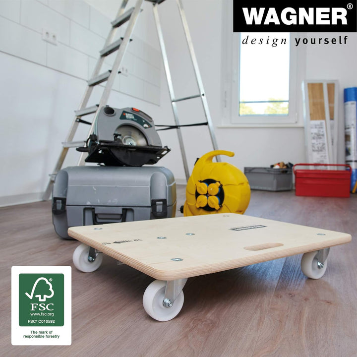 WAGNER Transportroller Transporthilfe 1332 I Schichtholz 74-101 x 37 x 14,5 cm, Tragkraft 200 kg I M