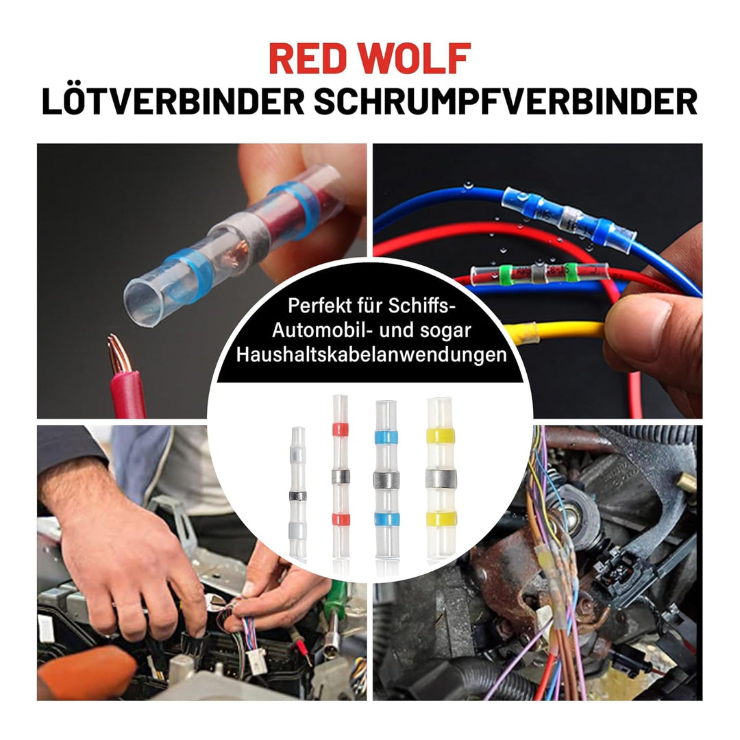 RED WOLF Lötverbinder Schrumpfverbinder 330 Stück, Stossverbinder Kabelverbinder Wasserdicht Für Kfz