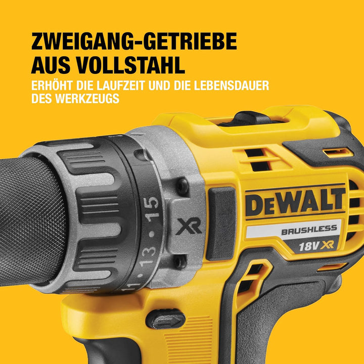Dewalt 18 Volt 2-Gang Akku Bohrschrauber DCD791NT (kraftvolles 2-Gang Vollmetall-Getriebe, bürstenlo